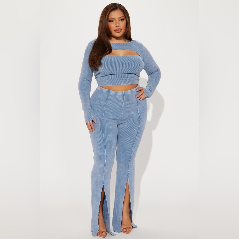 Stylish Blue Women's Long Sleeve Pant Set